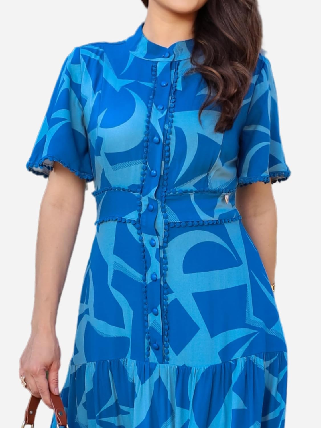 Vestido Viscose Estampado Maxi Forrado - Stefany Rodrigues