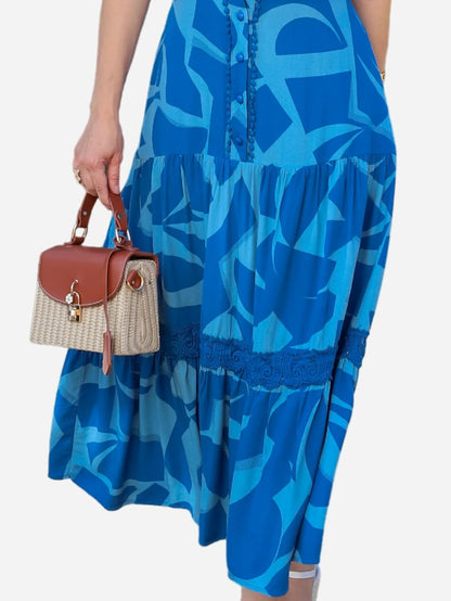 Vestido Viscose Estampado Maxi Forrado - Stefany Rodrigues